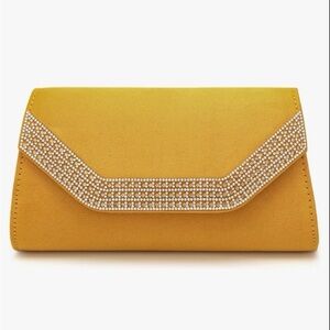 Elegant Rhinestone Faux Suede Envelope Evening Bag/ Clutch